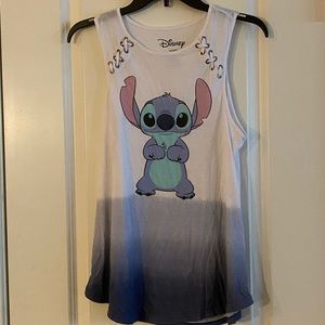 Disney Stitch tank top ombré blue white